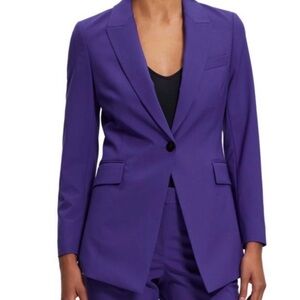 Theory Purple Blazer Pant Set Tailored Suit Power Suit Size 4